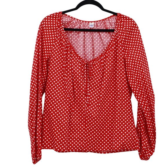 Retro Peasant Polka Dot Top Womens 14 Red Girly Vintage Sweet Simple Modest - Picture 1 of 15